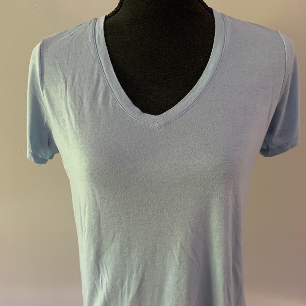 Vince V Neck Pima Cotton Tee Small Light Blue